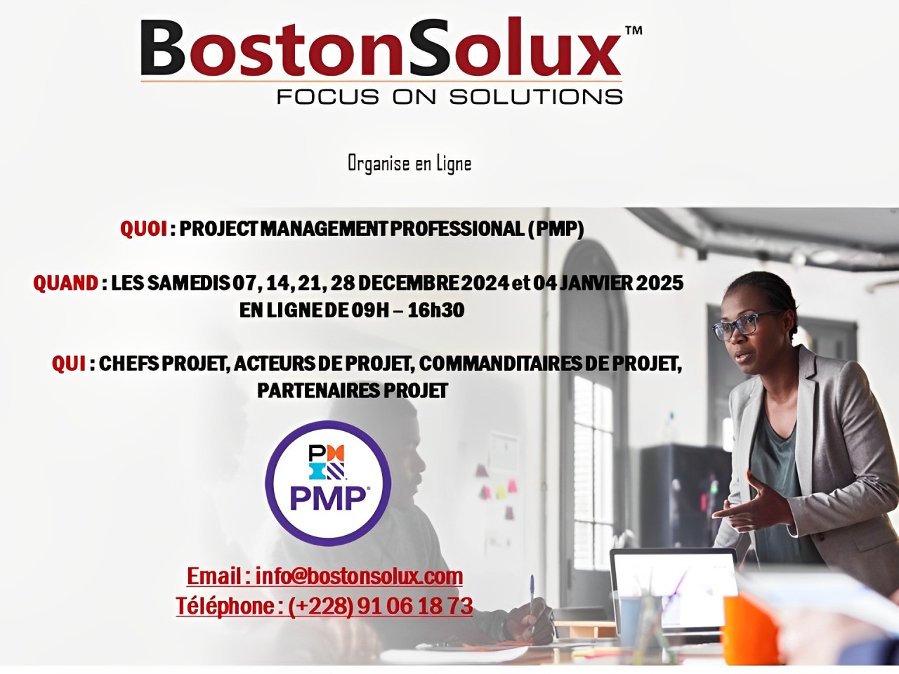 Formation PMP (Project Management Professional) les samedis 07, 14, 21, 28 Décembre 2024 et 04 Janvier 2025 en Ligne