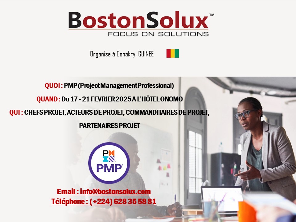 Formation PMP (Project Management Professional) du 17 au 21 Février 2025 à l’hôtel ONOMO en Guinée Conakry